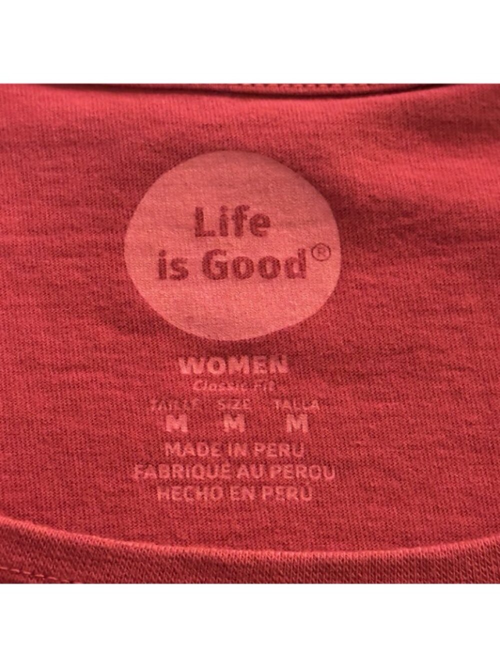 Life Is Good Women’s T-Shirt Medium Short Sleeve Wine Glass Half Full Fuchsia - Picture 7 of 7